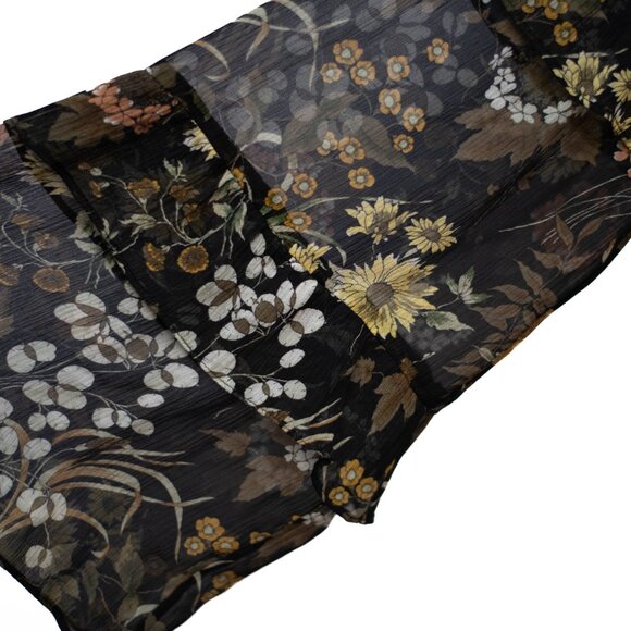 Robert Rodriguez Floral Tired Ruffle Silk Dress S Black Sheer Boho Whimsygoth - Picture 7 of 12